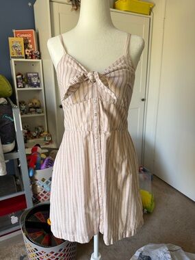 Abercrombie Striped Tie-Front Sundress in Soft Blush